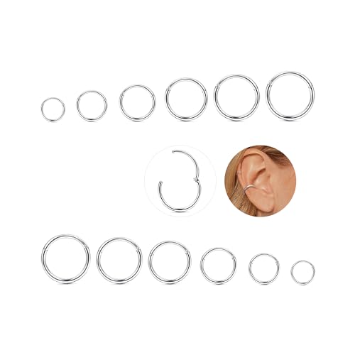 YADOCA 12 Stück 316L Edelstahl Nasenpiercing Ring Helix Piercing Hypoallergen 16G Nasenringe Conch Septum Tragus Ohr Piercings für Damen Herren 6-16mm YADOCA 12 Stück 316L Edelstahl Nasenpiercing Ring Helix Piercing Hypoallergen 16G Nasenringe Conch Septum Tragus Ohr Piercings für Damen Herren 6-16mm von YADOCA
