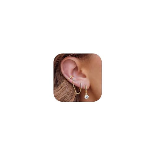 YADOCA 3 Paar Gold Ohrringe Damen 14K Vergoldet Kleine Ohrstecker Creolen Ohrringe Sets Stapelbar Hypoallergene Knorpelohrringe für Mehrfachpiercing YADOCA 3 Paar Gold Ohrringe Damen 14K Vergoldet Kleine Ohrstecker Creolen Ohrringe Sets Stapelbar Hypoallergene Knorpelohrringe für Mehrfachpiercing von YADOCA