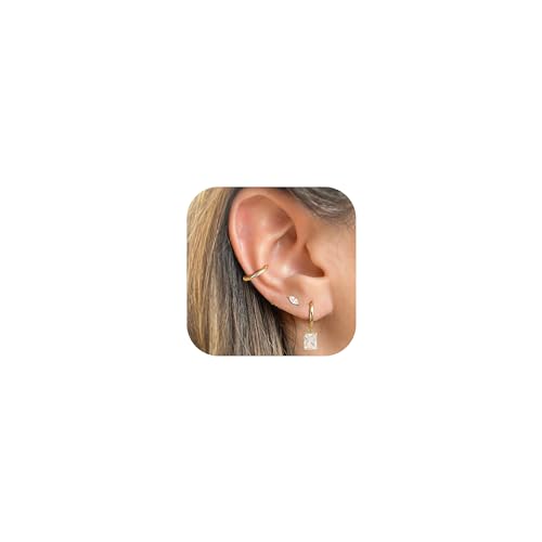 YADOCA 3 Paar Gold Ohrringe Damen 14K Vergoldet Kleine Ohrstecker Creolen Ohrringe Sets Stapelbar Hypoallergene Knorpelohrringe für Mehrfachpiercing YADOCA 3 Paar Gold Ohrringe Damen 14K Vergoldet Kleine Ohrstecker Creolen Ohrringe Sets Stapelbar Hypoallergene Knorpelohrringe für Mehrfachpiercing von YADOCA