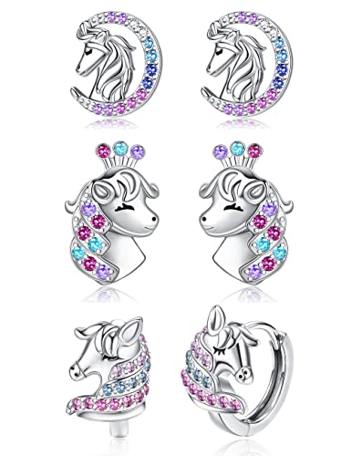 YADOCA 3 Paar 925 Sterling Silber Mädchen Ohrringe für Damen Kinder Hypoallergen Silber Creolen und Ohrstecker Set Kleine Knorpel Mehrfarbige Zirkonia Creolen Geschenk für Sie YADOCA 3 Paar 925 Sterling Silber Mädchen Ohrringe für Damen Kinder Hypoallergen Silber Creolen und Ohrstecker Set Kleine Knorpel Mehrfarbige Zirkonia Creolen Geschenk für Sie von YADOCA