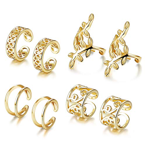 YADOCA 4 Paare Clip Ohrringe Damen Silber Gold Ohrklemme Ohrringe Set Fake Piercing Helix Ohrclip Ohr Manschette Clip auf Knorpel Ohrringe für Männer Damen von YADOCA