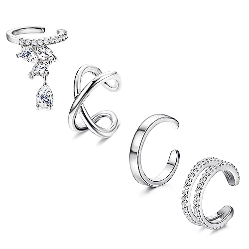 YADOCA 4 Stück 925 Sterling Silber Ear Cuff für Damen Mädchen Ohr Manschette Earcuffs Fake Helix Knorpel Manschette Ohrringe Ohne OhrlöCher Cuffs Ohrklemme Silber YADOCA 4 Stück 925 Sterling Silber Ear Cuff für Damen Mädchen Ohr Manschette Earcuffs Fake Helix Knorpel Manschette Ohrringe Ohne OhrlöCher Cuffs Ohrklemme Silber von YADOCA