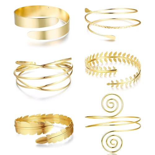 YADOCA 6 Stücke Oberarm Armbänder für Damen Egirls Einstellbare Oberarmmanschette Set Minimalistischen Boho Punk Griechische Armband Swirl Arm Armreif Set Verstellbaren YADOCA 6 Stücke Oberarm Armbänder für Damen Egirls Einstellbare Oberarmmanschette Set Minimalistischen Boho Punk Griechische Armband Swirl Arm Armreif Set Verstellbaren von YADOCA