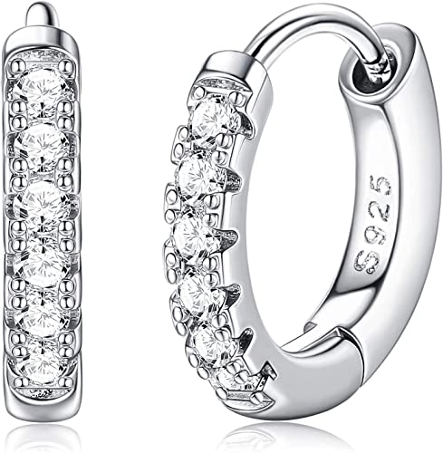 YADOCA 925 Sterling Silber Creolen für Damen Mädchen Huggie Creolen Ohrringe Hypoallergen Cubic Zirkonia Small Sleeper Ohrringe Schmuck Silber von YADOCA