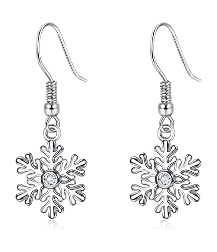 YADOCA 925 Sterling Silber Weihnachtsohrringe für Damen Mädchen Kinder Hypoallergen Weihnachten Geschenke Silber Tropfen Ohrringe Schneeflocken Ohrringe Weihnachtsbaum Ohrringe Weihnachtsschmuck von YADOCA