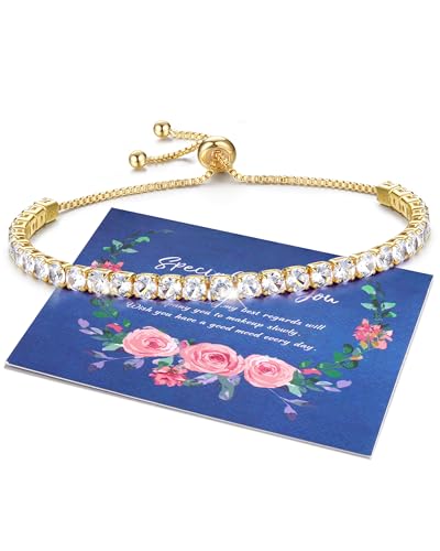 YADOCA Armband Damen Gold Mehrfarbiger Zirkonia Kristall Tennis Armband für Frauen Geburtstags Muttertag Weihnachten Geschenk für Mama Freund Tochter Schmuck Damen von YADOCA