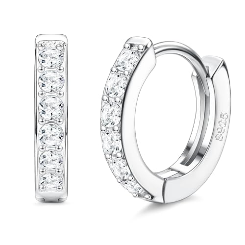 YADOCA Creolen Silber 925 für Damen, Ohrringe Silber 925 mit Cubic Zirkonia Hypoallergene Schläfer Ohrringe Kleine Creolen Schmuck Geschenk von YADOCA