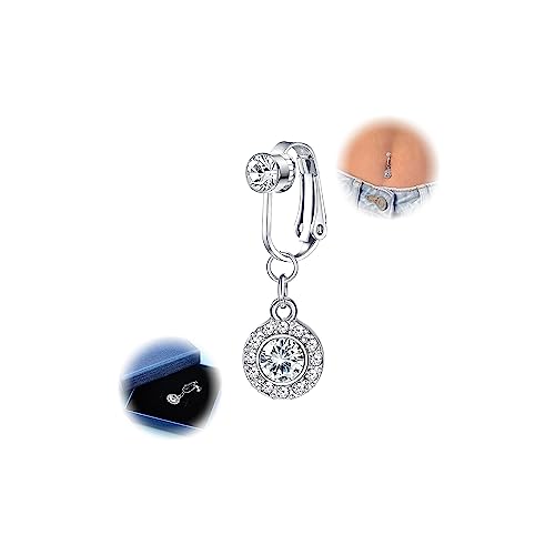 YAODCA Fake Bauchnabelpiercing für Damen Clip On Bauchnabel Ringe Chirurgenstahl CZ Schmetterling Herz Fake Piercing Klemme Silber Kein Piercing Schmuck mit Geschenk-Box 1 von YADOCA