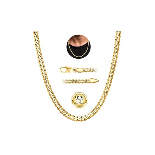 YADOCA Goldkette Herren, 5mm Dicke Halskette Kette für Männer Robuste Herren Gold Kette Hypoallergene Panzerkette Halskette Schmuck für Männer 56cm von YADOCA