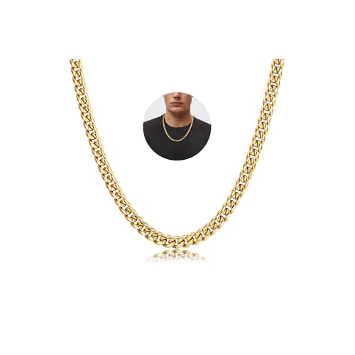 YADOCA Goldkette für Herren Jungen 316L Edelstahl Kubanische Kette Gold für Damen 18K Gold Plattiert Miami Herren Ketten Halskette von YADOCA