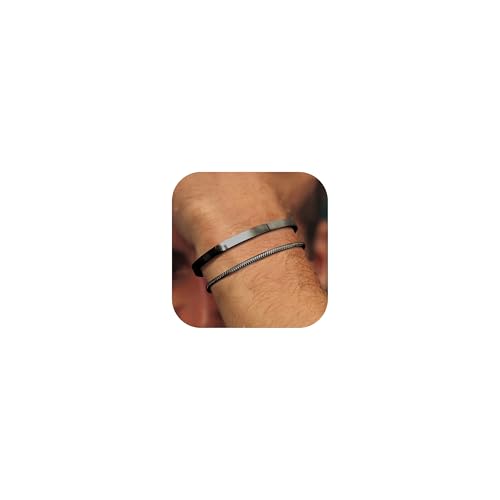 YADOCA Herren Armbänder Stapelbar Schwarz Armband für Männer Jungen Manschette Schlange Seil Cuban Link Kette Armband Set 19cm Herrenschmuck Geschenke für Papa Freund Ehemann Sohn -1 YADOCA Herren Armbänder Stapelbar Schwarz Armband für Männer Jungen Manschette Schlange Seil Cuban Link Kette Armband Set 19cm Herrenschmuck Geschenke für Papa Freund Ehemann Sohn -1 von YADOCA