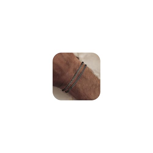YADOCA Herren Armbänder Stapelbar Schwarz Armband für Männer Jungen Manschette Schlange Seil Cuban Link Kette Armband Set 21cm Herrenschmuck Geschenke für Papa Freund Ehemann Sohn -2 YADOCA Herren Armbänder Stapelbar Schwarz Armband für Männer Jungen Manschette Schlange Seil Cuban Link Kette Armband Set 21cm Herrenschmuck Geschenke für Papa Freund Ehemann Sohn -2 von YADOCA