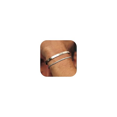 YADOCA Herren Armbänder Stapelbar Silber Armband für Männer Jungen Manschette Schlange Seil Cuban Link Kette Armband Set 19cm Herrenschmuck Geschenke für Papa Freund Ehemann Sohn -1 YADOCA Herren Armbänder Stapelbar Silber Armband für Männer Jungen Manschette Schlange Seil Cuban Link Kette Armband Set 19cm Herrenschmuck Geschenke für Papa Freund Ehemann Sohn -1 von YADOCA