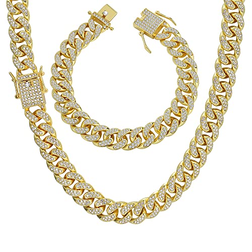 YADOCA Iced Out Kette Herren Cuban Link Chain Miami Kubanische Kette Halskette Armband Gold Silber Kette Bling Diamant Kette Armband Hip Hop Schmuck für Männer Frauen YADOCA Iced Out Kette Herren Cuban Link Chain Miami Kubanische Kette Halskette Armband Gold Silber Kette Bling Diamant Kette Armband Hip Hop Schmuck für Männer Frauen von YADOCA