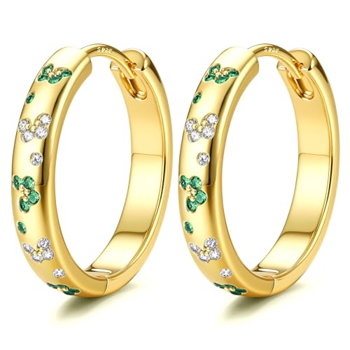 YADOCA Ohrringe Gold Creolen für Damen Goldene Ohrringe Damen 925 Hypoallergene 14K Vergoldet AAA+ Zirkonia Schmetterling Creolen Gold, 1 von YADOCA