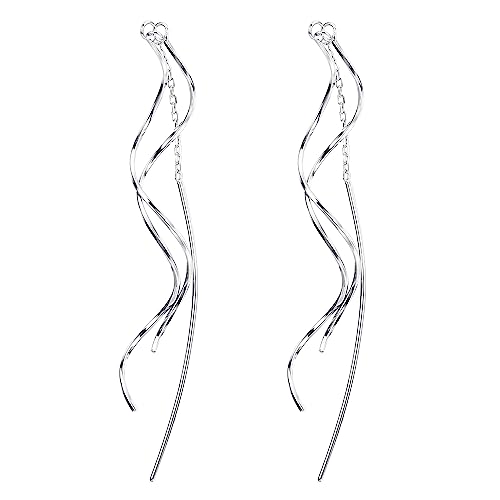 YADOCA Ohrringe Silber 925 Hängend für Damen Mädchen Lange Tropfen Quaste Ohrringe Helix Threader Ohrringe Silber Ohrringe Hängend mit Geschenk-Box, Silber YADOCA Ohrringe Silber 925 Hängend für Damen Mädchen Lange Tropfen Quaste Ohrringe Helix Threader Ohrringe Silber Ohrringe Hängend mit Geschenk-Box, Silber von YADOCA