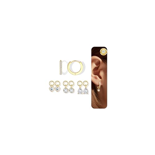 YADOCA Silber 925 Ohrringe und Charme Set für Damen - Hypoallergen Klein Creolen Schlafen - Schmuck in Silber/Gold von YADOCA