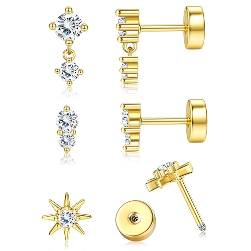 YADOCA Helix Piercings Chirurgenstahl Ohrringe Set für Damen Hypoallergen 14K Vergoldet Piercing Ohr Gold Medizinische Ohrstecker Conch Tragus Piercings-Weiß CZ YADOCA Helix Piercings Chirurgenstahl Ohrringe Set für Damen Hypoallergen 14K Vergoldet Piercing Ohr Gold Medizinische Ohrstecker Conch Tragus Piercings-Weiß CZ von YADOCA