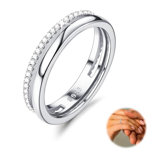YADOCA Ring Silber 925 Damen Verlobungsring Eheringe Engagement Ringe Frauen Daumenring Einfache Band Silber Ring für Damen Schmuck Geschenke für Frauen Größe 62 von YADOCA