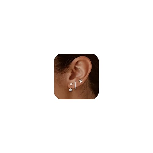 YADOCA 3Paar Ohrringe Silber 925 Set für Damen Mädchen Hypoallergen Klein Ohrstecker Silber 925 Creolen Zirkonia Ohrring Schlafen Knorpel Ohrringe Set YADOCA 3Paar Ohrringe Silber 925 Set für Damen Mädchen Hypoallergen Klein Ohrstecker Silber 925 Creolen Zirkonia Ohrring Schlafen Knorpel Ohrringe Set von YADOCA