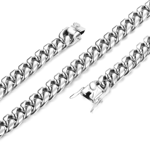 YADOCA Silberkette Herren Edelstahl 6mm Panzerkette für Männer Hip Hop Silber Kubanische Kette Halskette für Herren Damen Cuban Link Chain von YADOCA