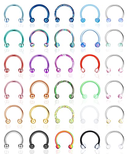 YAODCA 30 Stück 16G Hufeisen Septum Ringe Edelstahl Septum Nase Piercing Schmuck Augenbrauen Lippenringe Hoop Knorpel Helix Tragus Ohrring für Damen Herren 8MM 10MM YAODCA 30 Stück 16G Hufeisen Septum Ringe Edelstahl Septum Nase Piercing Schmuck Augenbrauen Lippenringe Hoop Knorpel Helix Tragus Ohrring für Damen Herren 8MM 10MM von YADOCA