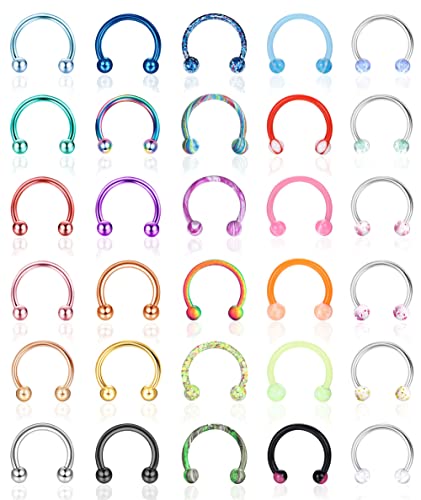 YAODCA 30 Stück 16G Hufeisen Septum Ringe Edelstahl Septum Nase Piercing Schmuck Augenbrauen Lippenringe Hoop Knorpel Helix Tragus Ohrring für Damen Herren 8MM 10MM YAODCA 30 Stück 16G Hufeisen Septum Ringe Edelstahl Septum Nase Piercing Schmuck Augenbrauen Lippenringe Hoop Knorpel Helix Tragus Ohrring für Damen Herren 8MM 10MM von YADOCA