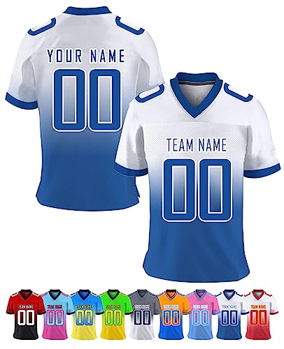 Personalisiert American-Football-Trikot Herren-Sporthemden, Personalisierte Schnelltrocknend Atmungsaktiv T-Shirt kurzärmelig und fügen Sie den Teamnamen für Männer Damen Kinder, S ~ 7XL von YAEILOV