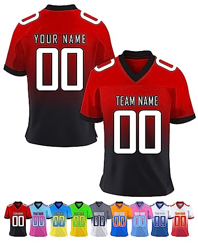 Personalisiert American-Football-Trikot Herren-Sporthemden, Personalisierte Schnelltrocknend Atmungsaktiv T-Shirt kurzärmelig und fügen Sie den Teamnamen für Männer Damen Kinder, S ~ 7XL von YAEILOV