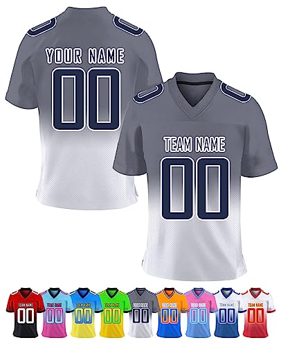 Personalisiert American-Football-Trikot Herren-Sporthemden, Personalisierte Schnelltrocknend Atmungsaktiv T-Shirt kurzärmelig und fügen Sie den Teamnamen für Männer Damen Kinder, S ~ 7XL von YAEILOV