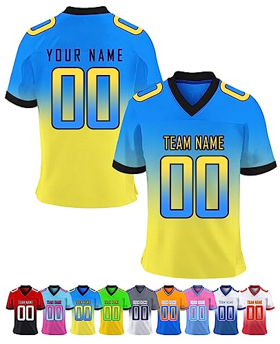 Personalisiert American-Football-Trikot Herren-Sporthemden, Personalisierte Schnelltrocknend Atmungsaktiv T-Shirt kurzärmelig und fügen Sie den Teamnamen für Männer Damen Kinder, S ~ 7XL von YAEILOV