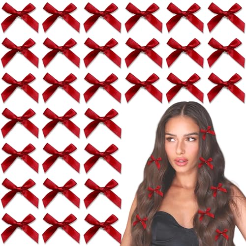 YAEISM Mini-Haarschleifen, Satin-Haarschleifen, kleine Kokettschleifen, Y2K, Haarschmuck für Weihnachten, Mädchen, Damen, 30 Stück von YAEISM