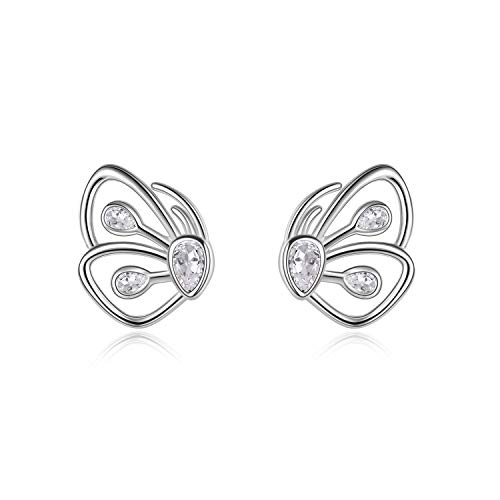 925 Sterling Silber Schmetterling Ohrstecker Schmuck Geschenk für Damen Mädchen Kinder (Schmetterling Ohrstecker C) von YAFEINI