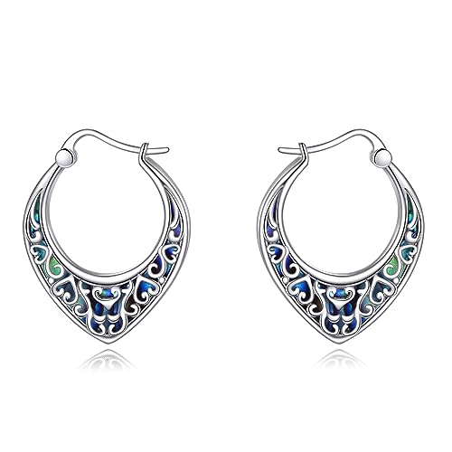 YAFEINI Vintage Filigree Ohrringe 925 Sterling Silber Kleine Reifen Ohrringe Abaolne Schmuck Geschenke für Damen von YAFEINI