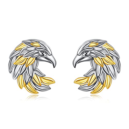 Adler Ohrringe Sterling Silber Hawk zweifarbig Adlerkopf Ohrstecker Schmuck Geschenke für Damen Teenager Mädchen von YAFEINI