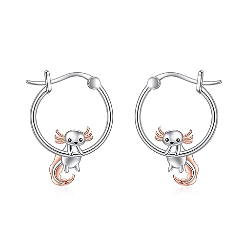 Axolotl Hoop Ohrringe für Damen Mädchen 925 Sterling Silber Tierohrringe süße Tier Schmuck Geschenk für Frauen Mutter Tochter von YAFEINI