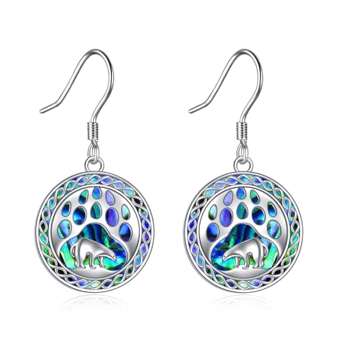 Bär Ohrringe Sterling Silber Abalone Muschel Ohrhänger Schmuck Geschenke für Damen (Bär Ohrringe) von YAFEINI