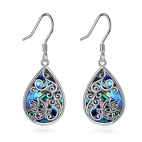 Schmetterling Ohrringe für Damen Blume Ohrringe 925 Sterling Silber Filigrane Blume Ohrhänger Schmuck Geschenk für Frauen von YAFEINI