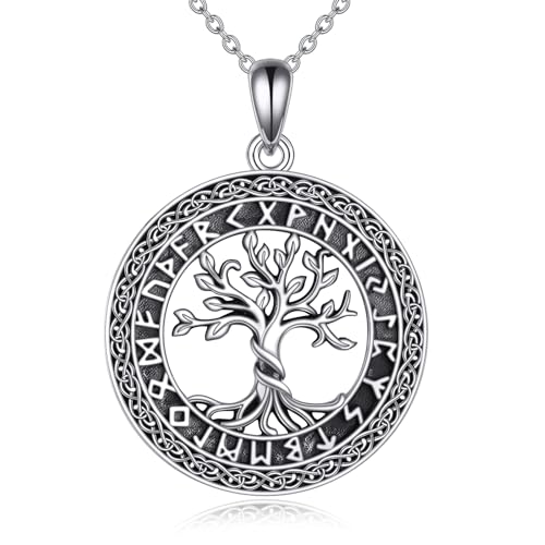 Baum des Lebens Halskette Sterling Silber Viking Baum des Lebens Anhänger Halskette Baum des Lebens Schmuck Geburtstag Weihnachtsgeschenke für Damen Männer von YAFEINI