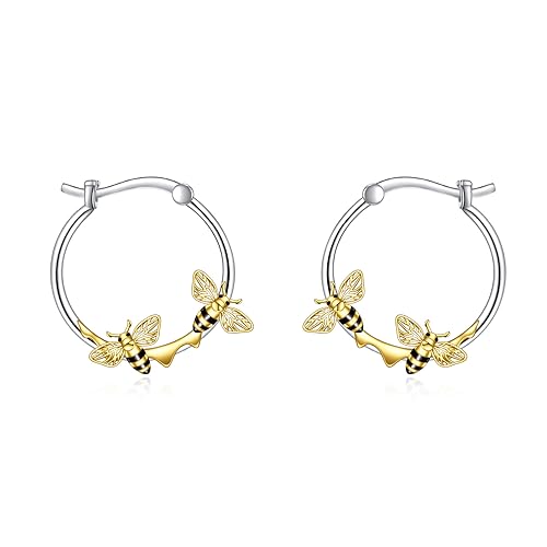 Biene Ohrringe für Damen 925 Sterling Silber Biene Creolen Ohrringe für Mädchen Biene Schmuck Geschenk von YAFEINI
