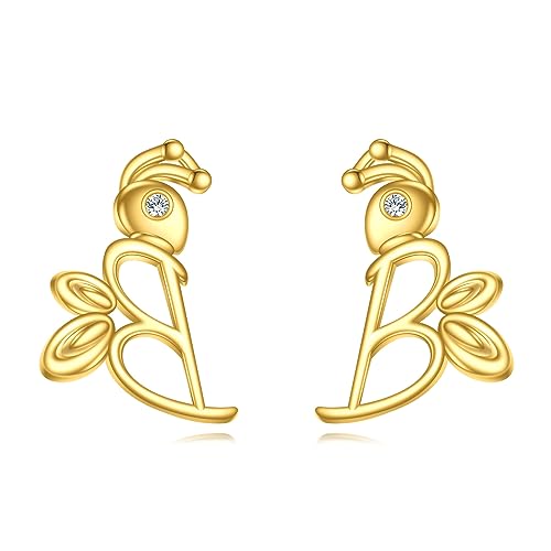 Biene Ohrringe für Damen 925 Sterling Silber Bienen Gold Ohrstecker Geschenk Schmuck für Mädchen von YAFEINI