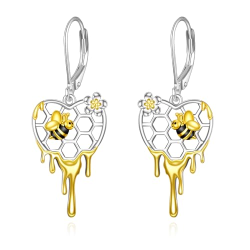 Bienen Ohrringe Geschenke Sterling Silber Hummel und Wabe Ohrhänger Schmuck Weihnachts Geschenke für Damen von YAFEINI
