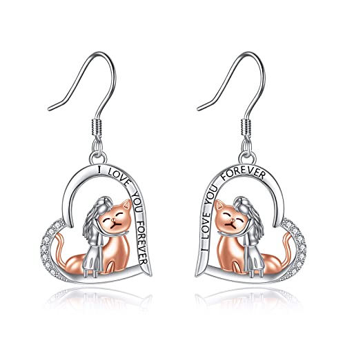 C-Katze 925 Sterling Silber Schmuck: Tier Ohrringe für Damen und Mädchen - Geschenke für Tochter von YAFEINI
