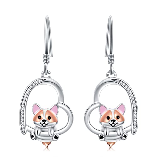 Corgi Ohrringe Silber 925 Hund Ohrhänger Corgi Schmuck Women Hund Geschenke Hundeliebhaber von YAFEINI