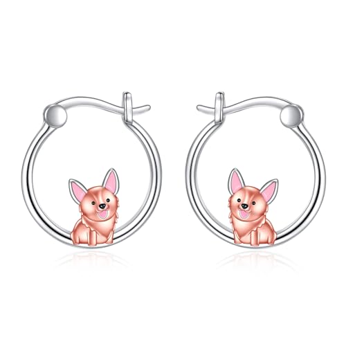 Corgi Ohrringe für Damen 925 Sterling Silber Corgi Creolen Ohrringe für Mädchen Corgi Schmuck Geschenk von YAFEINI