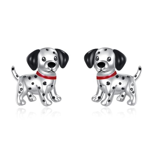 Dalmatiner Geschenke Hund Ohrstecker 925 Sterling Silber Dalmatiner Schmuck für Frauen Hundeliebhaber von YAFEINI