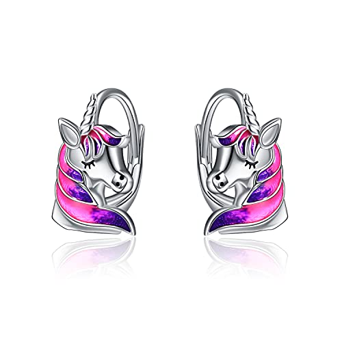 Einhorn Ohrringe Sterling Silber Ohrringe für Damen Mädchen Laufen Einhorn Ohrringe Schmuck Geschenke von YAFEINI
