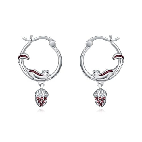 Eichhörnchen Geschenke Damen Sterlingsilber Eichhörnchen Creolen Tier Schmuck für Frauen Eichhörnchenliebhaber von YAFEINI