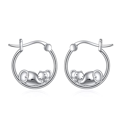 Elefant Ohrringe für Damen Mädchen 925 Sterling Silber Elefant Creolen Süße Elefant Schmuck Geschenk für Frauen Mutter Tochter von YAFEINI