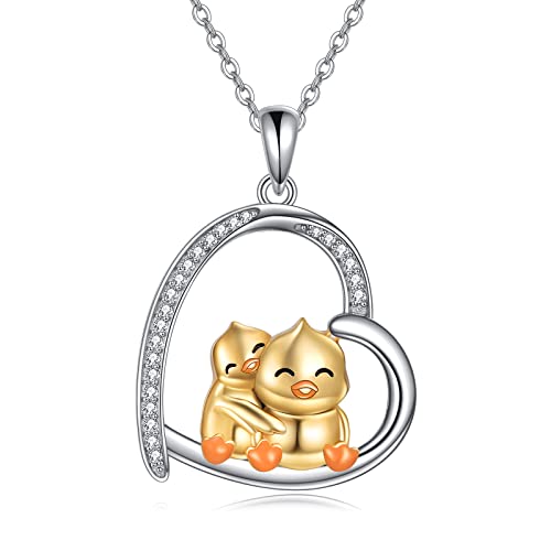Ente Halskette Sterling Silber Anhänger Ente Schmuck Geschenke Für Frauen Mädchen Entenliebhaber von YAFEINI